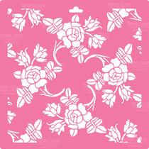 Pochoir plastique souple réutilisable 30 x 30 cm Fabrika Decoru ROSE ROSIER 135