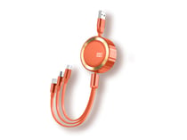 Avizar Câble Rétractable 3 en 1 Micro-USB/Lightning/USB-C vers USB-A 3A 480MBps 1,2m Orange