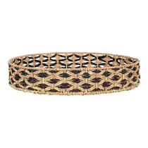 Plateau rond en jonc de mer noir et marron Ø 38 cm