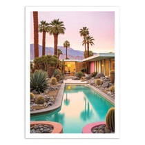 Affiche 50x70 cm - Palm Springs sunset pool - Philippe Hugonnard