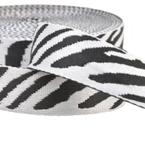 Sangle imprimé animalier zèbre 38mm blanc au mètre