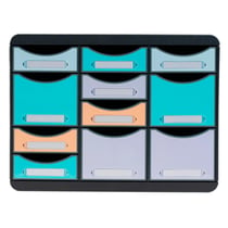 Moule de classement Storebox Multi 11 tiroirs Aquarel - Couleurs assorties - Exacompta