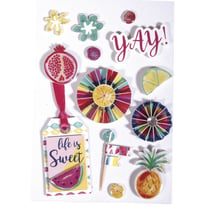 3D sticker en papier "Summer Party", avec effets, 13 pces