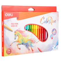 Feutres de coloriage pointe ogive 2.0mm - DELI - 24 couleurs - ColoRun