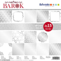 Papier Scrapbooking Artemio - Barok Foil argenté- 30,5 x 30,5 cm - 30 pcs