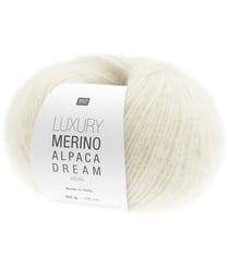 Pelote de laine et alpaga LUXURY MERINO ALPAGA DREAM ARAN - Rico Design - Le fil noble et volumineux au toucher cocooning 01 Creme