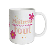 Mug Paillettes Maîtresse Merci pour Tout Flower Rose
