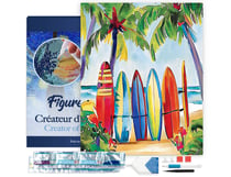 Diamond Painting Broderie Diamant Figured’Art 40x50cm toile tendue sur châssis en bois - diamants carrés - Planche de surf colorées