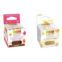 Colorant alimentaire naturel en poudre Marron + paillettes dorées