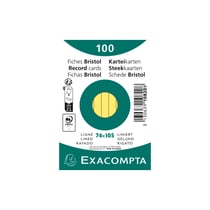 Paquet 100 fiches sous film - bristol ligné non perforé 74x105mm - Jaune - x 40 - Exacompta