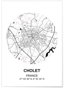 Affiche Carte Cholet | A3 : 29,7x42cm