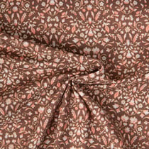 Tissu Coton imprimé Rosalie fleurs vintage sur fond Marron chocolat