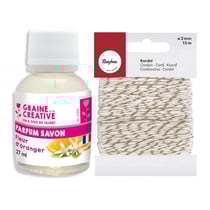Parfum pour savon 27 ml Fleur d'oranger + Ficelle dorée & blanche 15 m