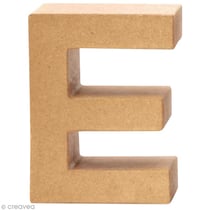 Lettre en carton E qui tient debout  - 17,5 x 13 x 5,5 cm