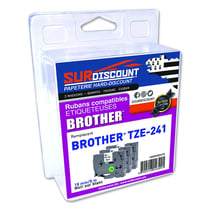 Lot de 3 rubans compatibles pour titreuse Brother TZE-241 18mm/8m plastique noir sur blanc
