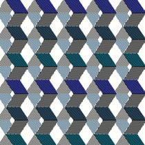 Tissu Jacquard Géométrique Bleu sur fond Blanc