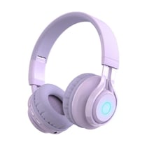 Casque Audio Enfant Sans Fil Bluetooth 5.0 Avec Lumières LED Et Microphone Violet 2 YONIS