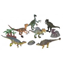 Coffret de 6 dinosaures + 3 accessoires - figurine - animaux prehistorique - dino