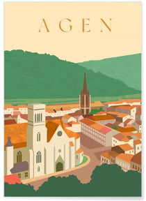 Poster ville d'Agen | A3 : 29,7x42cm