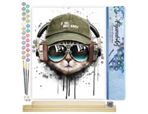 Peinture par Numéro Figured'Art - Chat reste cool - Kit de Loisir Créatif DIY Numéro d'Art Complet - 40x50cm toile roulée + châssis en bois à monter