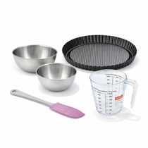 Set pâtisserie avec moule à tarte renversée 30 cm, 2 bols à mixer, verre mesureur et spatule Zenker