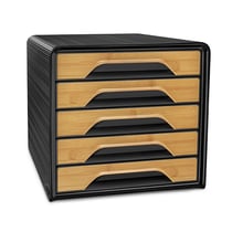 Bloc de classement 5 tiroirs standards Smoove Noir et bambou - CEP