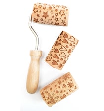 Mini rouleau bois empreinte Flocon
