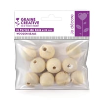 SACHET 10 PERLES DE BOIS Ø 25 mm