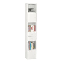 SoBuy STR10-W Bibliothèque Étagère sur Pied Étagère de Rangement Meuble Colonne Classeur Armoire Haute