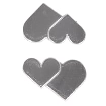 Motif de cire: Coeur double, argent, 3x2cm, 2 pces