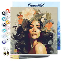 Mini Peinture par Numéros Figured'Art 20x20cm avec cadre Reine de beauté florale - Petit Format