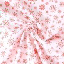 Tissu Coton imprimé Eryna flocons Rouges sur fond Blanc - Au mètre