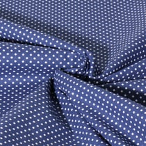 Tissu Popeline de Coton Carmella à pois blanc sur fond Bleu marine - Au mètre