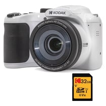 KODAK Pack Pixpro AZ255 + Carte Mémoire SD 32Go - Appareil Photo Bridge Numérique Astro Zoom 16MP, Zoom Optique 25X, Stabilisateur, Video Full HD, Grand angle 24 mm, Ecran LCD 3'' , Pile AA - Blanc