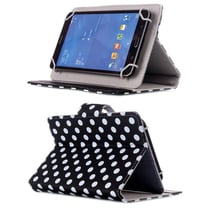 Housse Universelle Tablette Tactile 7 Pouces Noire À Pois Blancs Rabat Pression YONIS