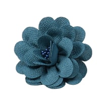 Broche fleur 8,5cm bleu pétrole