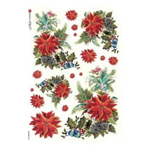 1 feuille de papier de riz 22.5 x 32 cm découpage collage Paper Designs FLEUR DE NOEL 0093