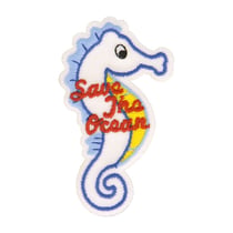 Lot de 3 écussons thermocollants sauvez l'océan hippocampe 5.5x3cm