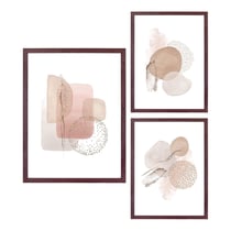 3 Cadres en bois MDF et verre marron foncé