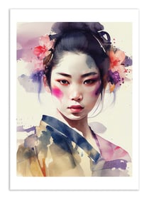 Affiche 30 x 40 cm - Watercolor Modern Geisha V2 - Chromatic fusion studio