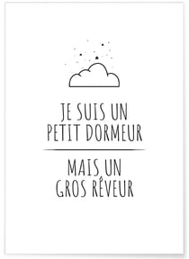 Affiche 'Je suis un petit dormeur...' | A3 : 29,7x42cm