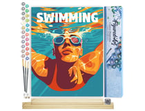 Peinture par Numéro Figured'Art - Affiche sportive Natation - Kit de Loisir Créatif DIY Numéro d'Art Complet - 40x50cm toile roulée + châssis en bois à monter