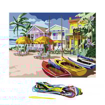 Kit complet canevas 15 x 20 cm paysage caraïbes barques