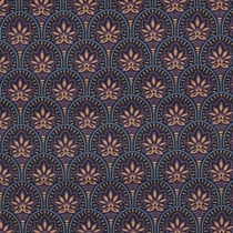 Tissu Coton enduit Art déco sur fond Bleu foncé