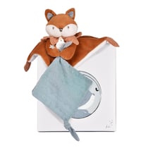 Doudou plat Renard Timo avec mouchoir attache-sucette - 20 cm - Doudou et Compagnie