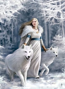 Puzzle gardienne de l'hiver 1000 pieces - anne stokes - collection loup - clementoni - 39477