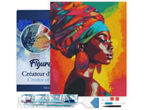 Diamond Painting Broderie Diamant Figured’Art 40x50cm toile tendue sur châssis en bois - diamants carrés - Dame africaine lumineuse