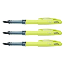 Lot de 3 feutres plume - PENTEL - encre noire - corps pastel Mimosa - Tradio TRJ97