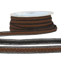 Bobine 20m Galon robe bicolore Marron foncé/noir 14mm