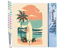 Peinture par Numéro Figured'Art - Planche de surf sur la plage - Kit de Loisir Créatif DIY Numéro d'Art Complet - 40x50cm sans châssis en bois